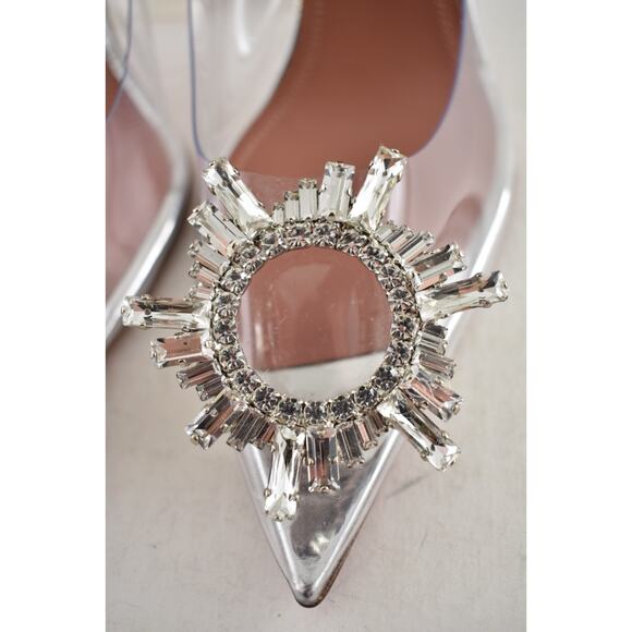 Amina Muaddi 95 Begum Pump PVC Clear Transparent Glass Crystal Sandal Heel 36 - Picture 11 of 16